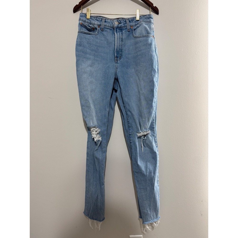 Madewell The Curvy Perfect Vintage Jean Light Wash Distressed Raw Hem Size 29
